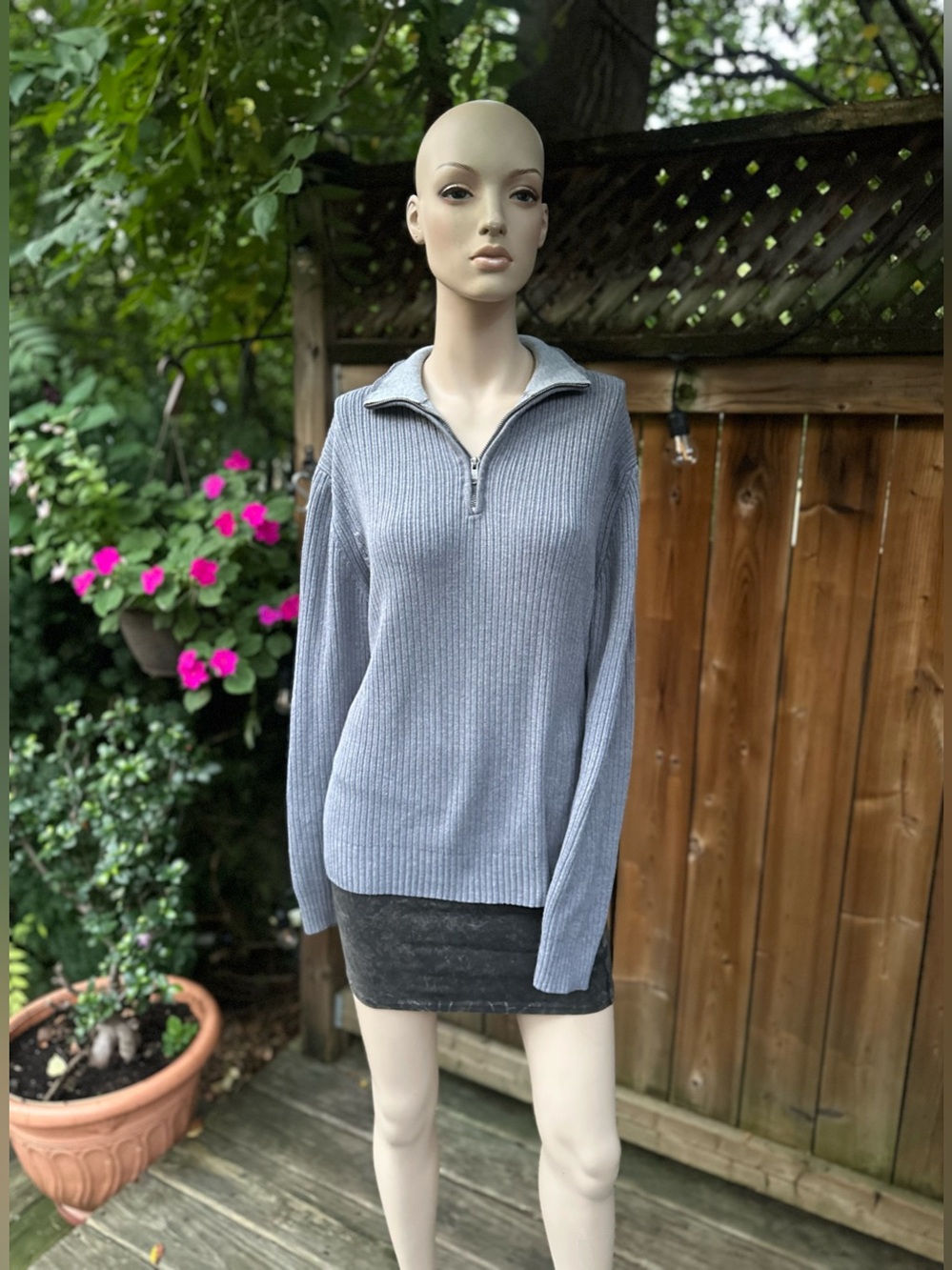 Calvin Klein Ribbed Half-Zip Collar Turtleneck Sweater